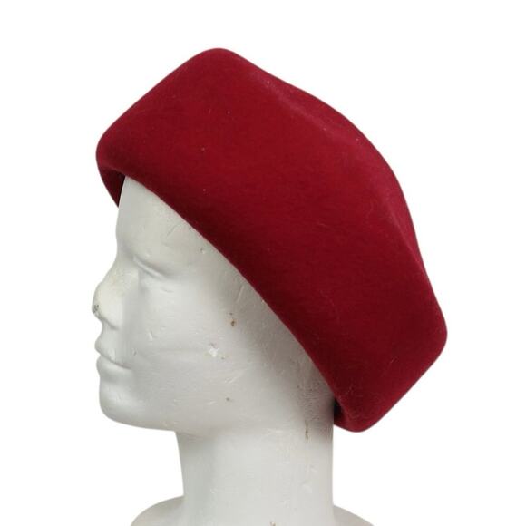 Vintage Red 100% Wool Pillbox Hat - Picture 2 of 6